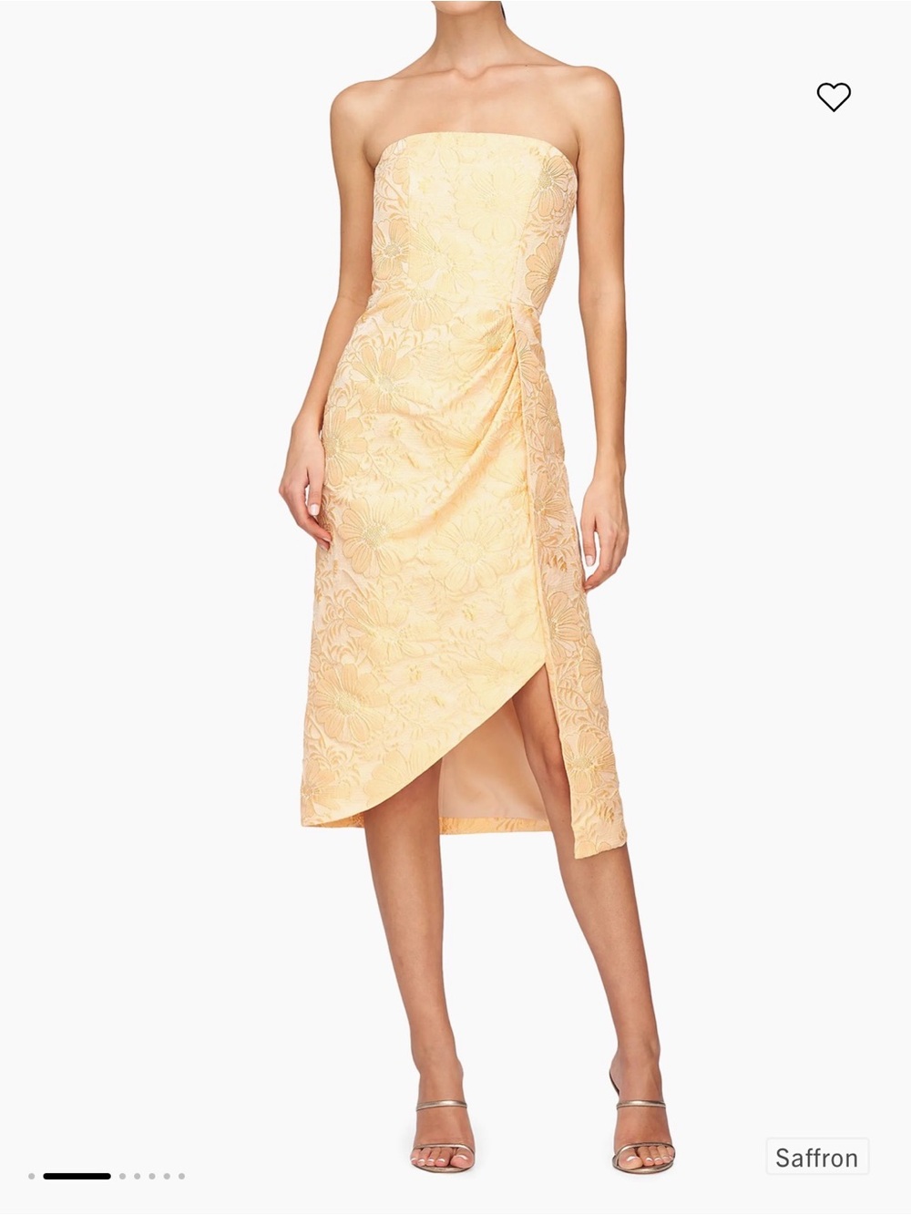 Kay Unger Saffron Strapless Floral Jacquard Midi Dress